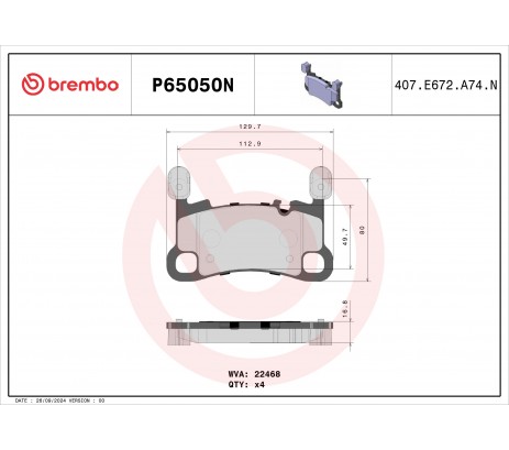 Brembo Pastillas de Freno Trasera P65050N