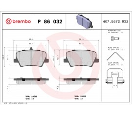 Brembo Pastillas de Freno Trasera P86032