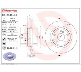 Disco de freno trasero Brembo 08.B348.41