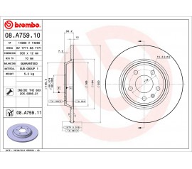 Brembo Disco de freno trasero 08.A759.11