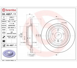Disco de freno trasero Brembo 08.A957.11
