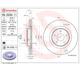 Disco de freno delantero Brembo 09.E235.11