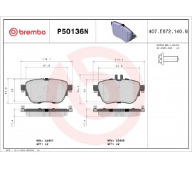 Brembo Pastillas de Freno Trasera P50136N