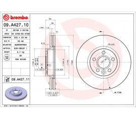 Disco de freno delantero Brembo 09.A427.11