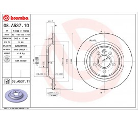 Brembo Disco de freno trasero 08.A537.11