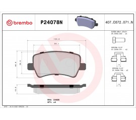 Brembo Pastillas de Freno Trasera P24078N