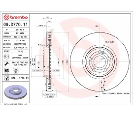 Disco de freno delantero Brembo 09.D770.11