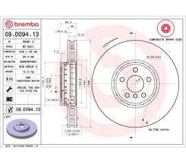 Disco de freno Delantero Izquierdo Brembo 09.D094.13