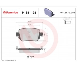 Brembo Pastillas de Freno Trasera P85135