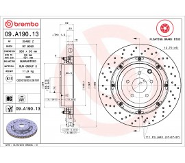 Brembo Nissan GTR Disco de freno trasero 09.A190.13
