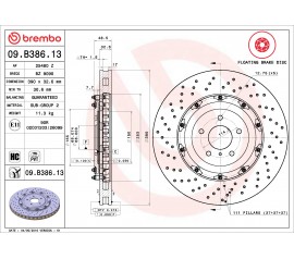 Brembo Nissan GTR Disco de freno delantero 09.B386.13