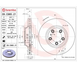 Brembo Disco de freno Delantero Izquierdo 09.C985.21
