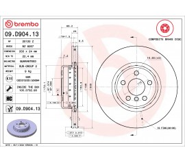 Brembo Disco de freno Delantero 09.D904.13