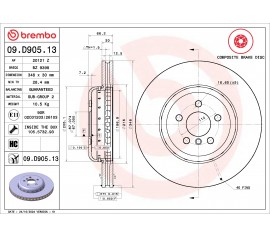 Disco de freno Delantero Brembo 09.D905.13