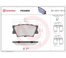 Brembo Pastillas de Freno Trasera P83089N