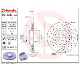 Brembo Discos de freno delanteros 09.4939.3X