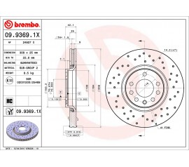 Discos de freno delanteros Brembo 09.9369.1X