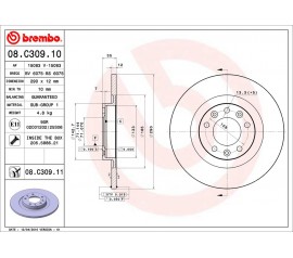 Brembo Disco de freno trasero 08.C309.11
